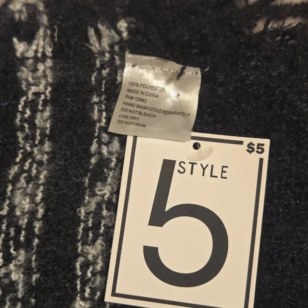 Black/White Scarf (40 in by 48 in) - Picture 3 of 3